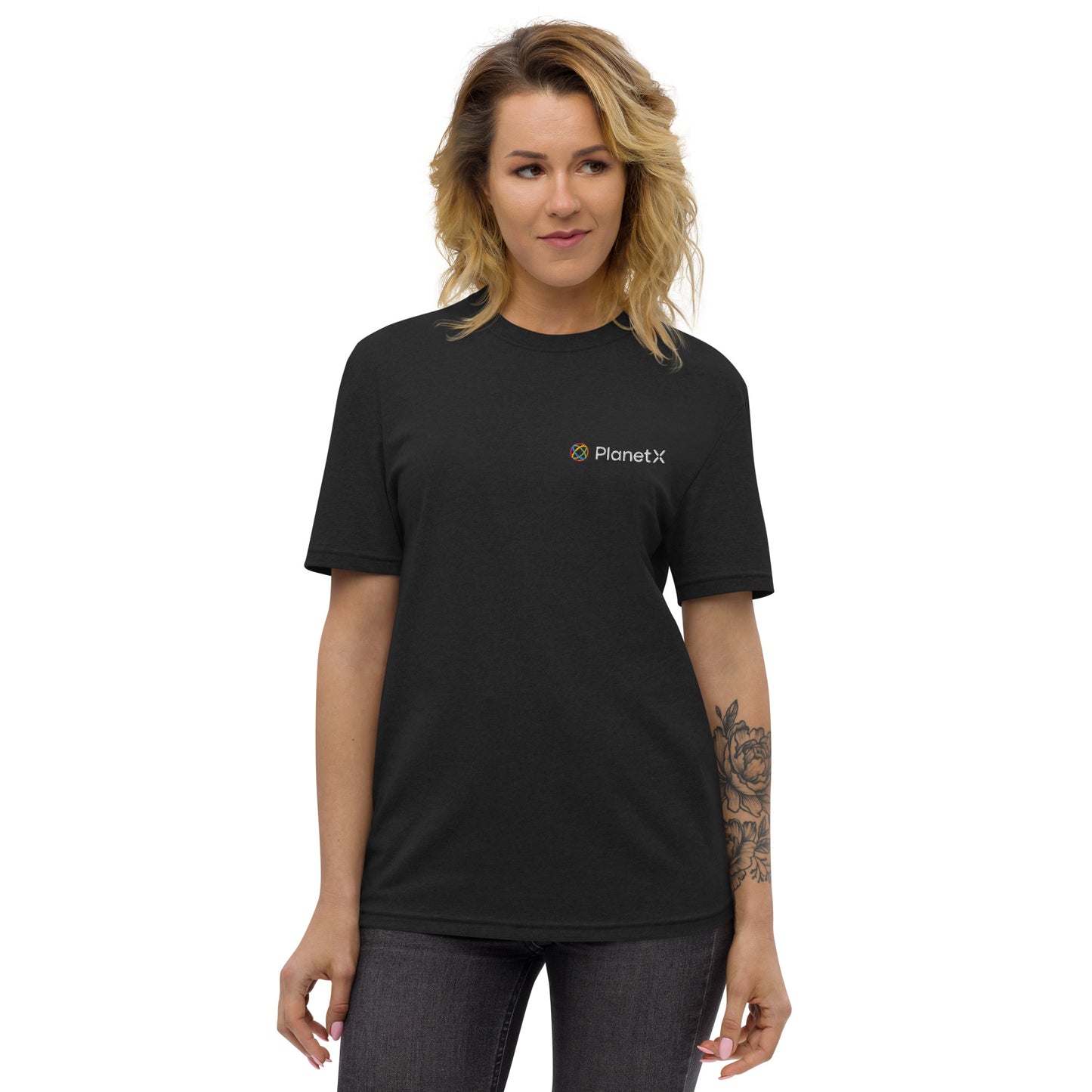 Unisex recycled t-shirt Embroidered PlanetX Logo